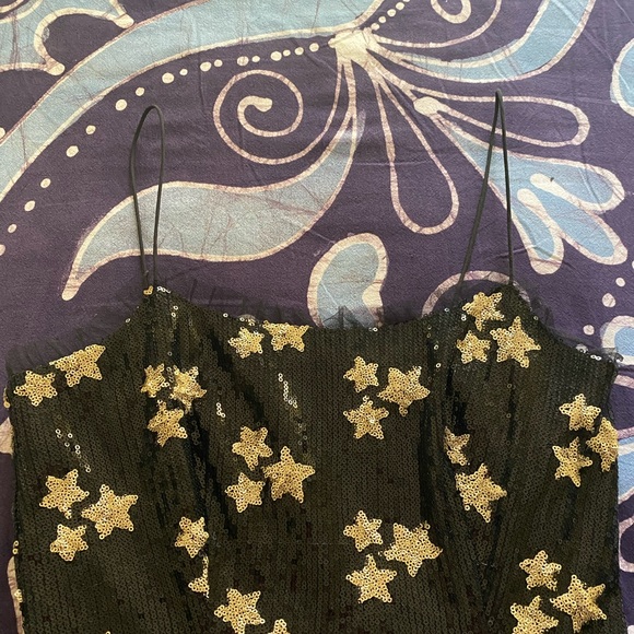 The East Order Black Sequin Mini Dress with Gold Stars - Picture 3 of 5